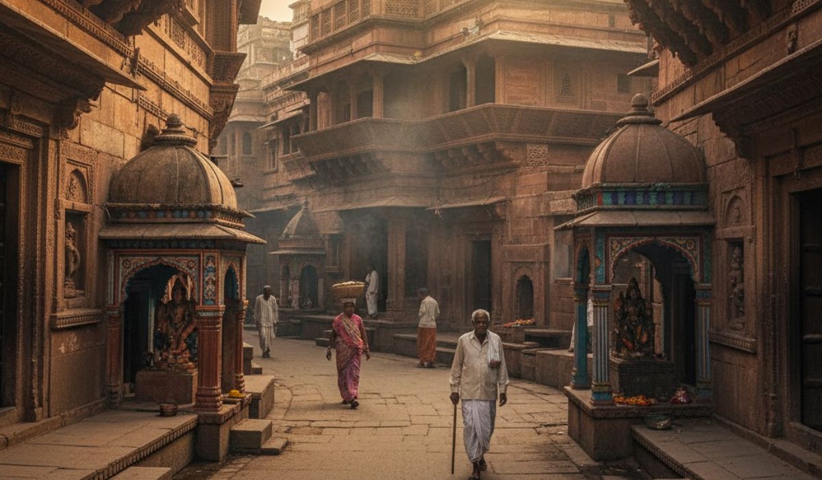 Old temple lanes of Mathura showing the real experience of tour and travels in Mathura